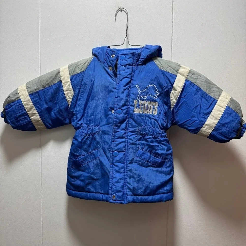 Detroit Lions NFL Kids‎ Touchdown Club Jacket Embroidered Logo 90's Vintage